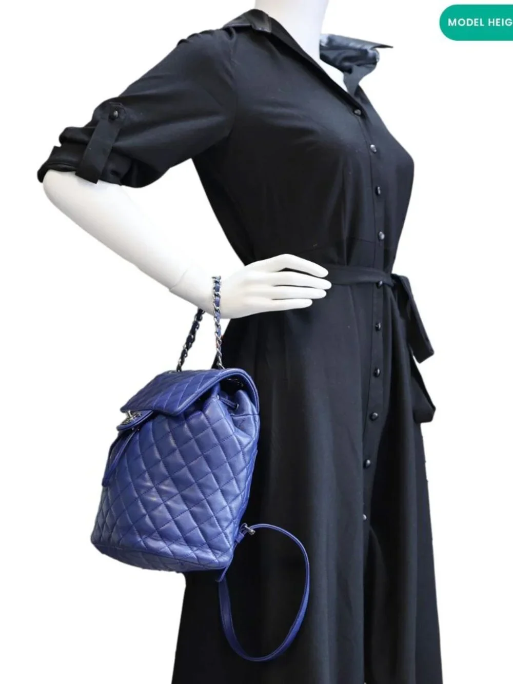 Chanel Urban Spirit Quilted Lambskin Leather Backpack Bag Blue